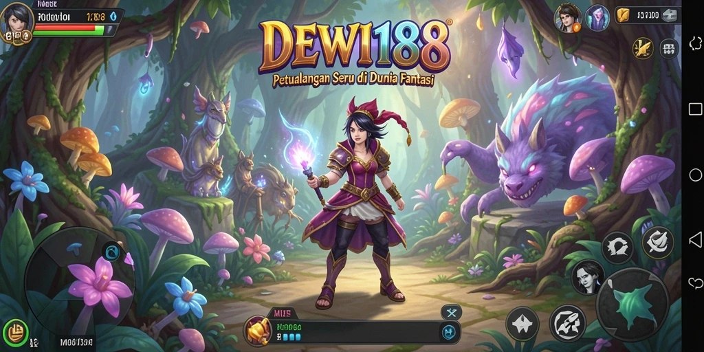 Gameplay DEWI188 menampilkan aksi petualangan seru di dunia fantasi.
