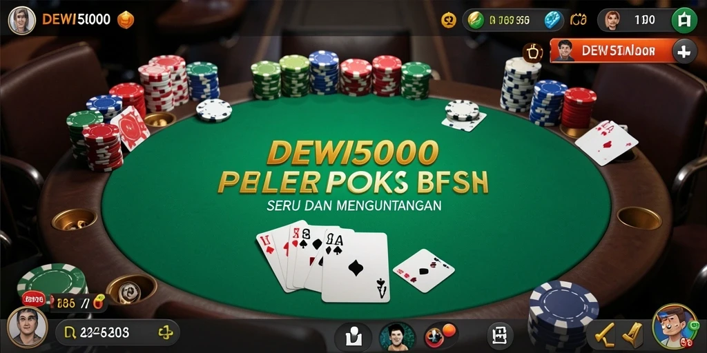 Screenshot DEWI5000 menampilkan pengalaman bermain poker yang menarik.