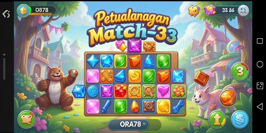 Gameplay menarik dari <strong>ORA78</strong> saat mencocokkan item.