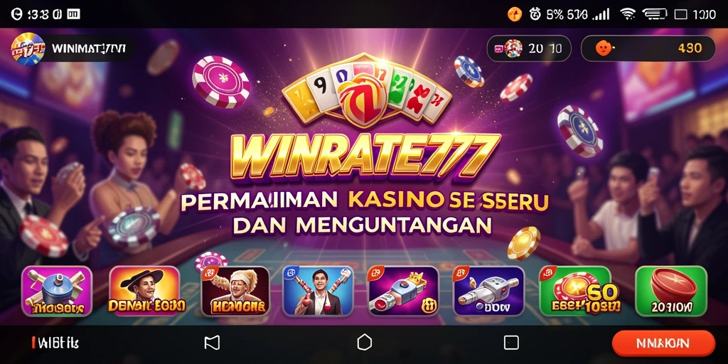 Tampilan gameplay menarik dari WINRATE777 dengan suasana kasino.